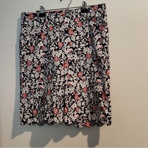 Coral Bay Navy/Coral/White Print Pull-on Bermuda Shorts, Ruffled Hem Size 12